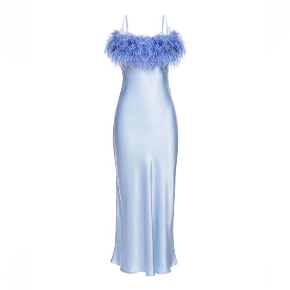 Sleeper blue feather slip dress